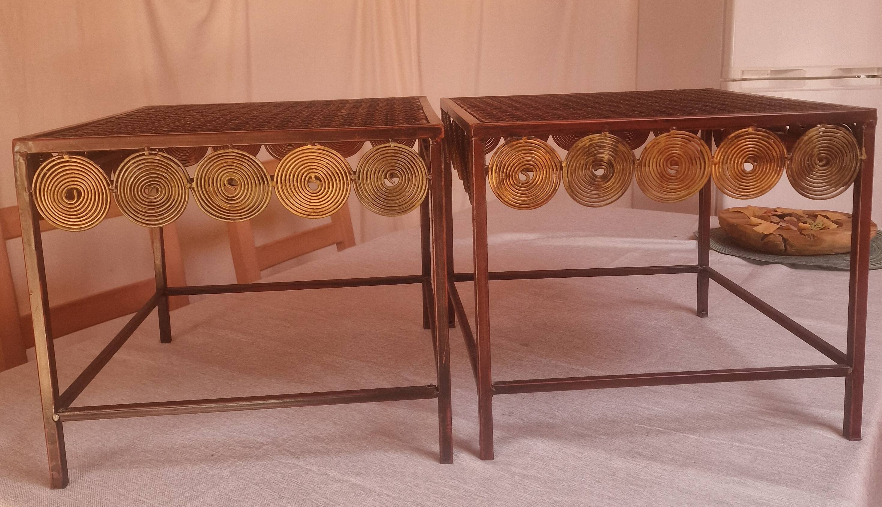 Set of 2 metal bedside tables