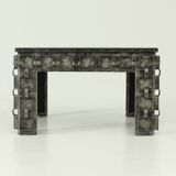 Brutalist coffee table with marble top, Spain, 1960s