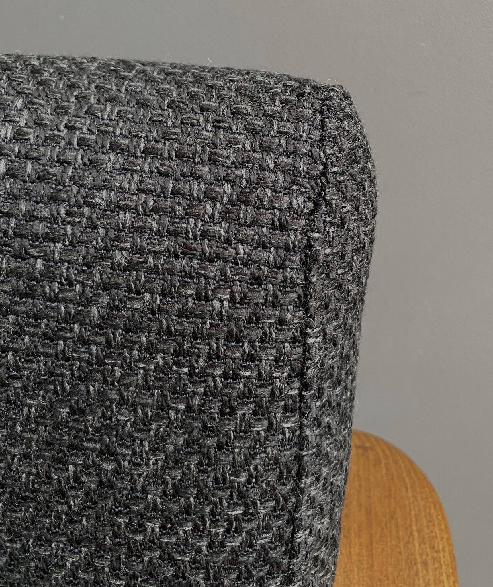 Black fabric relax chair, wiht wood frame 1960s