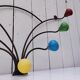 Wall-mounted coat rack with coloured balls, 50s design, vintage