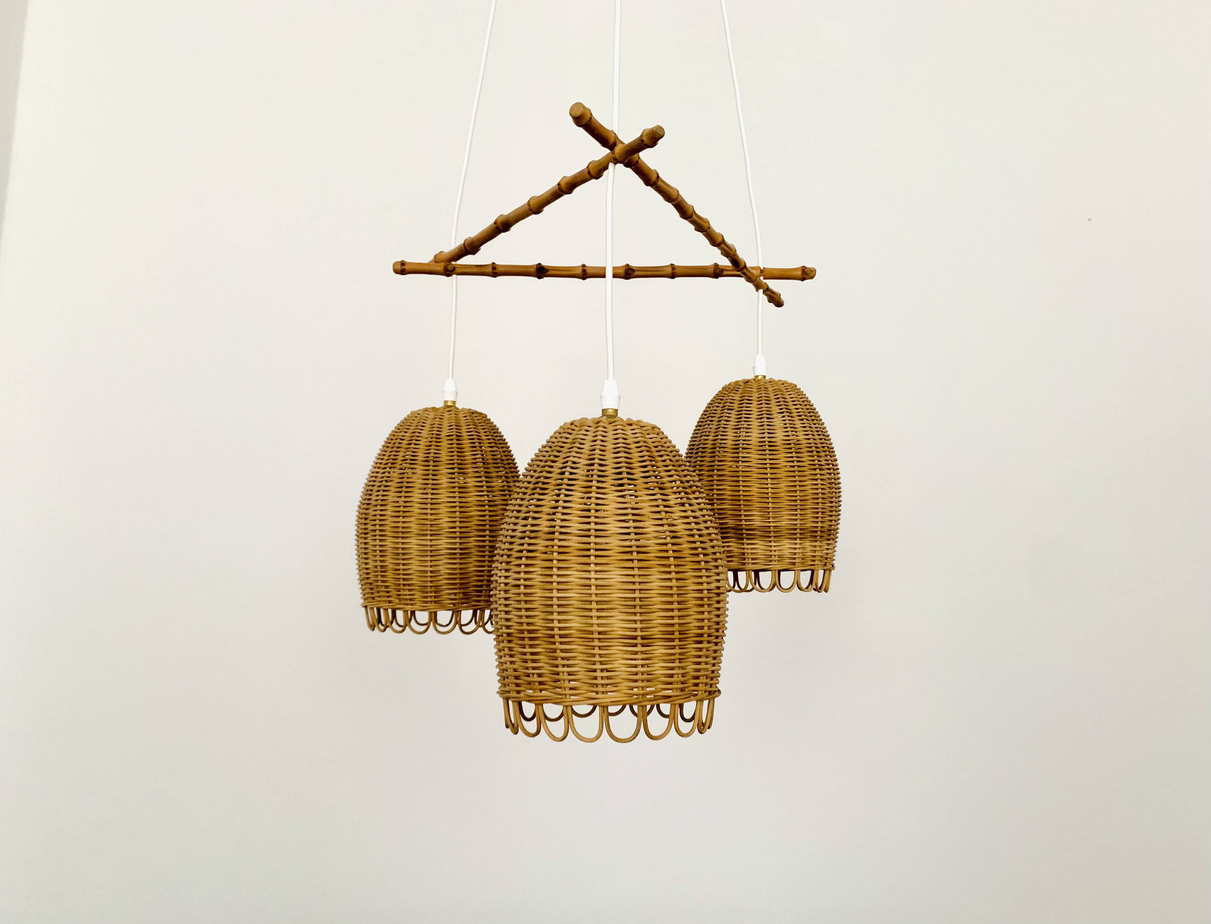Wicker and Bamboo Cascading Lamp