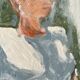 Painting signed pastel female portrait “light in the garden”
