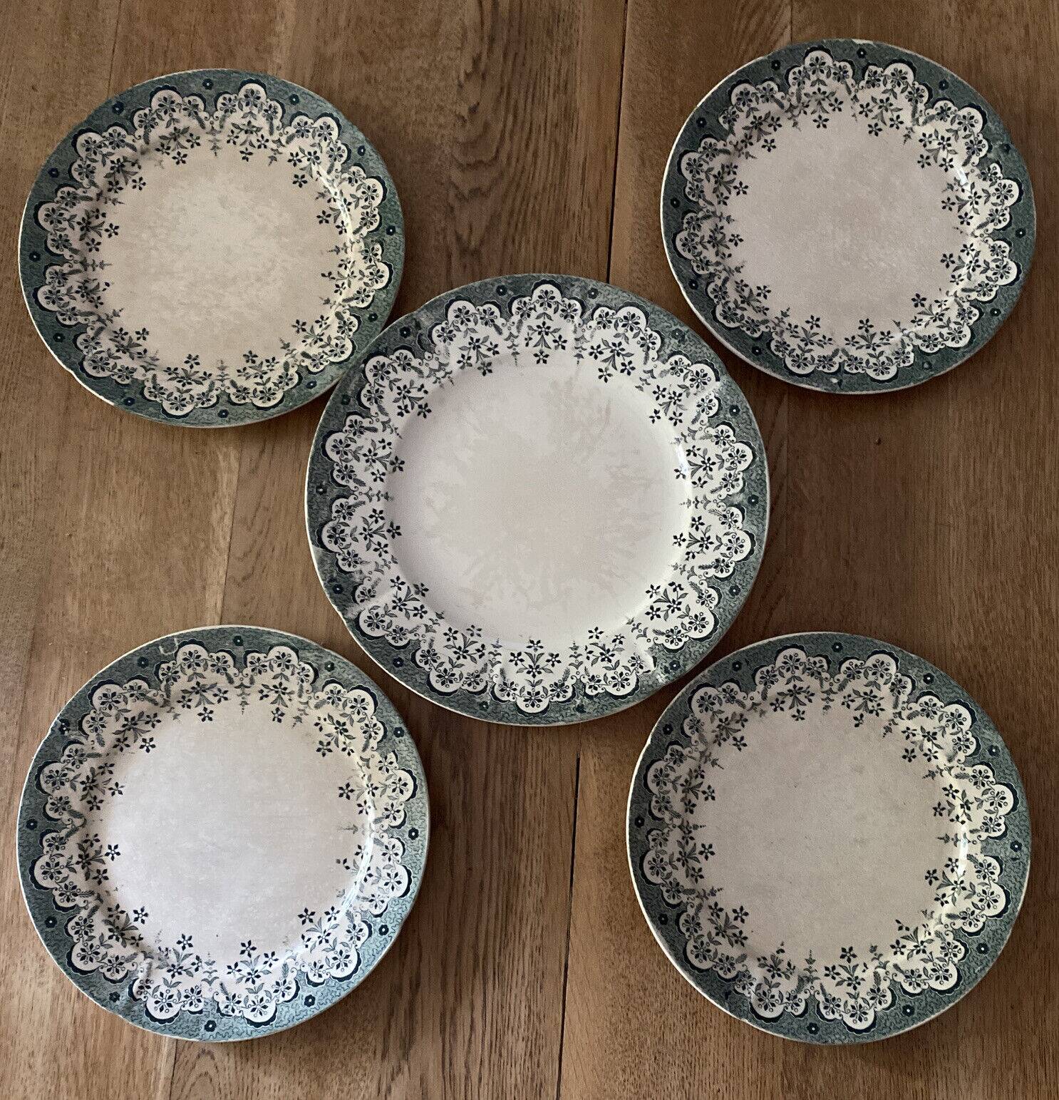 6 flat plates + 1 round dish sarreguemines manila decor.terre de fer