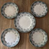 6 flat plates + 1 round dish sarreguemines manila decor.terre de fer