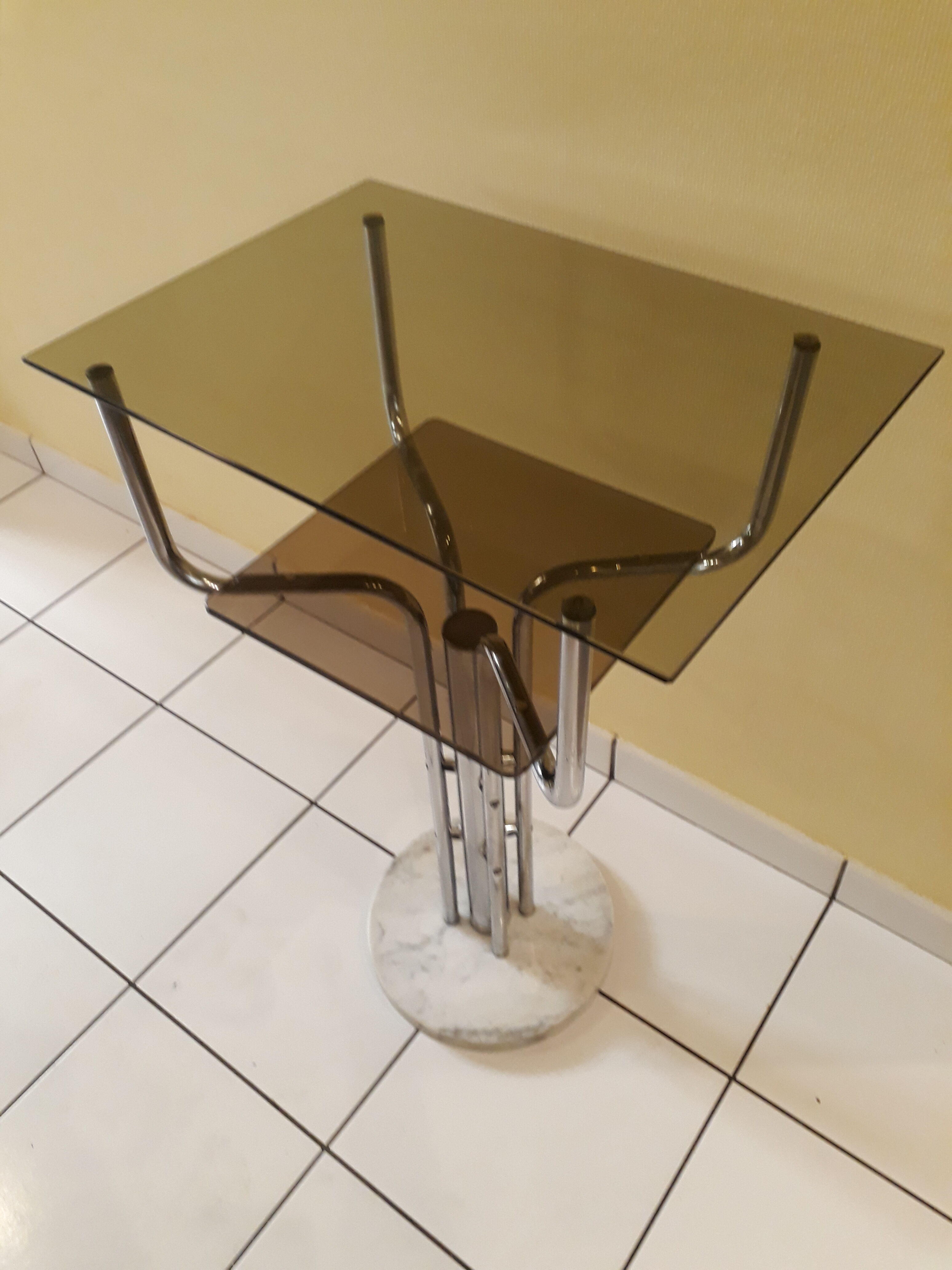 Vintage console 70/80 chrome marble glass