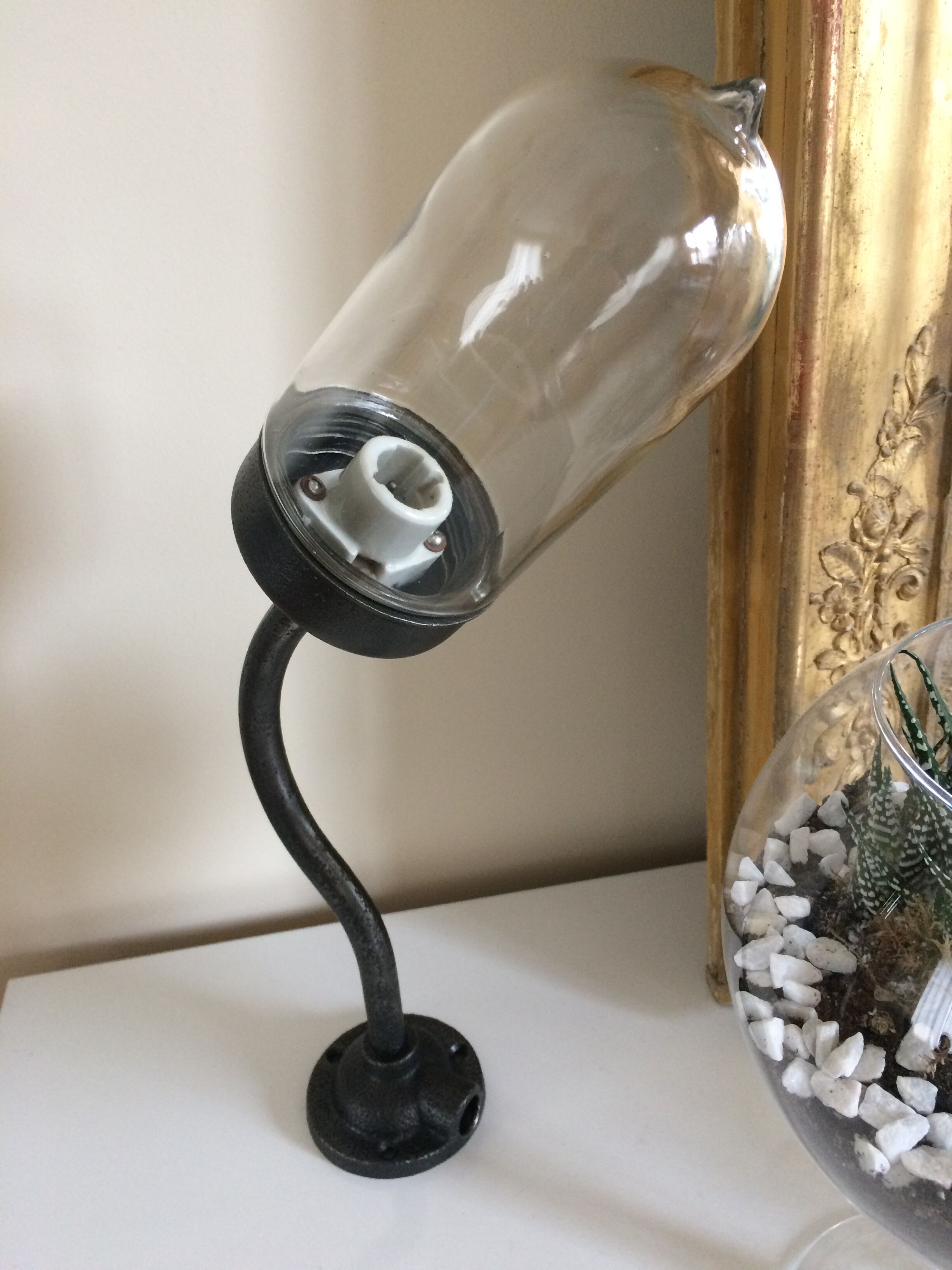 Industrial swan collar sconce