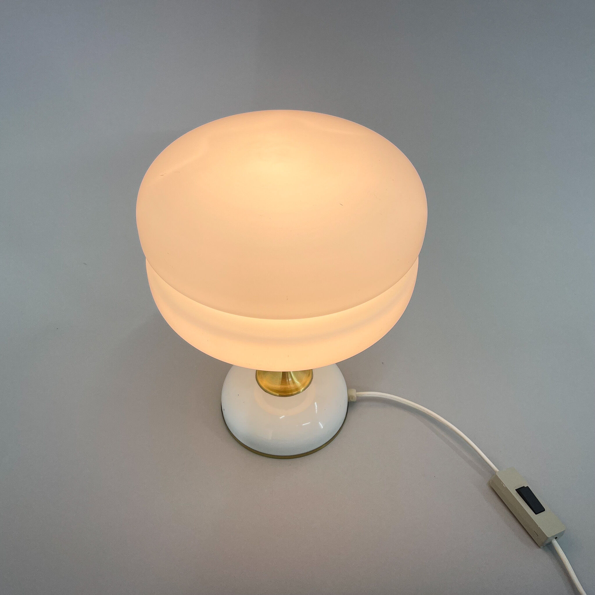 1970's Milk Glass Brass Table Lamp by Napako