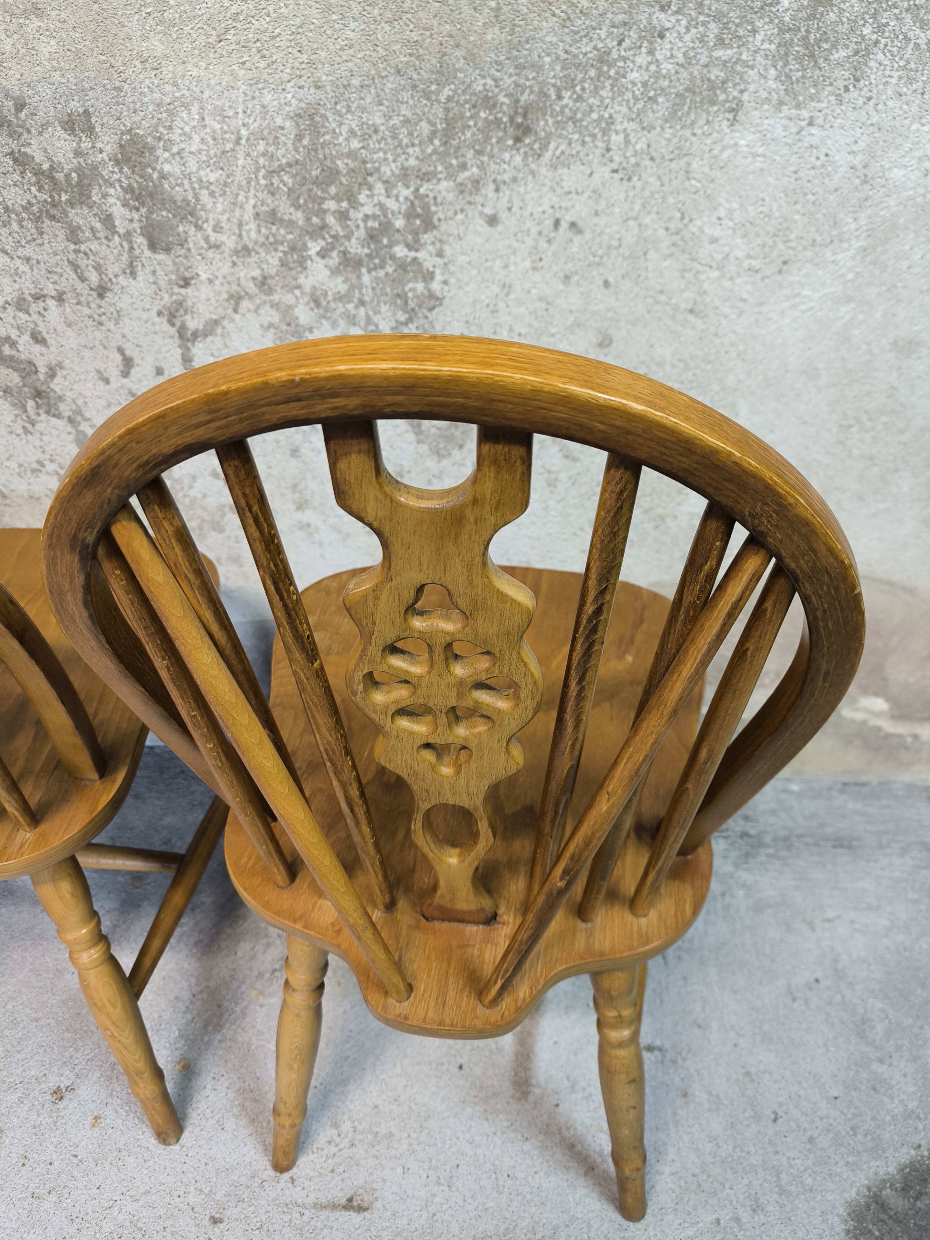 3 vintage Windsor wheelback chairs