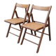 Pair of vintage wooden and cane folding chairs