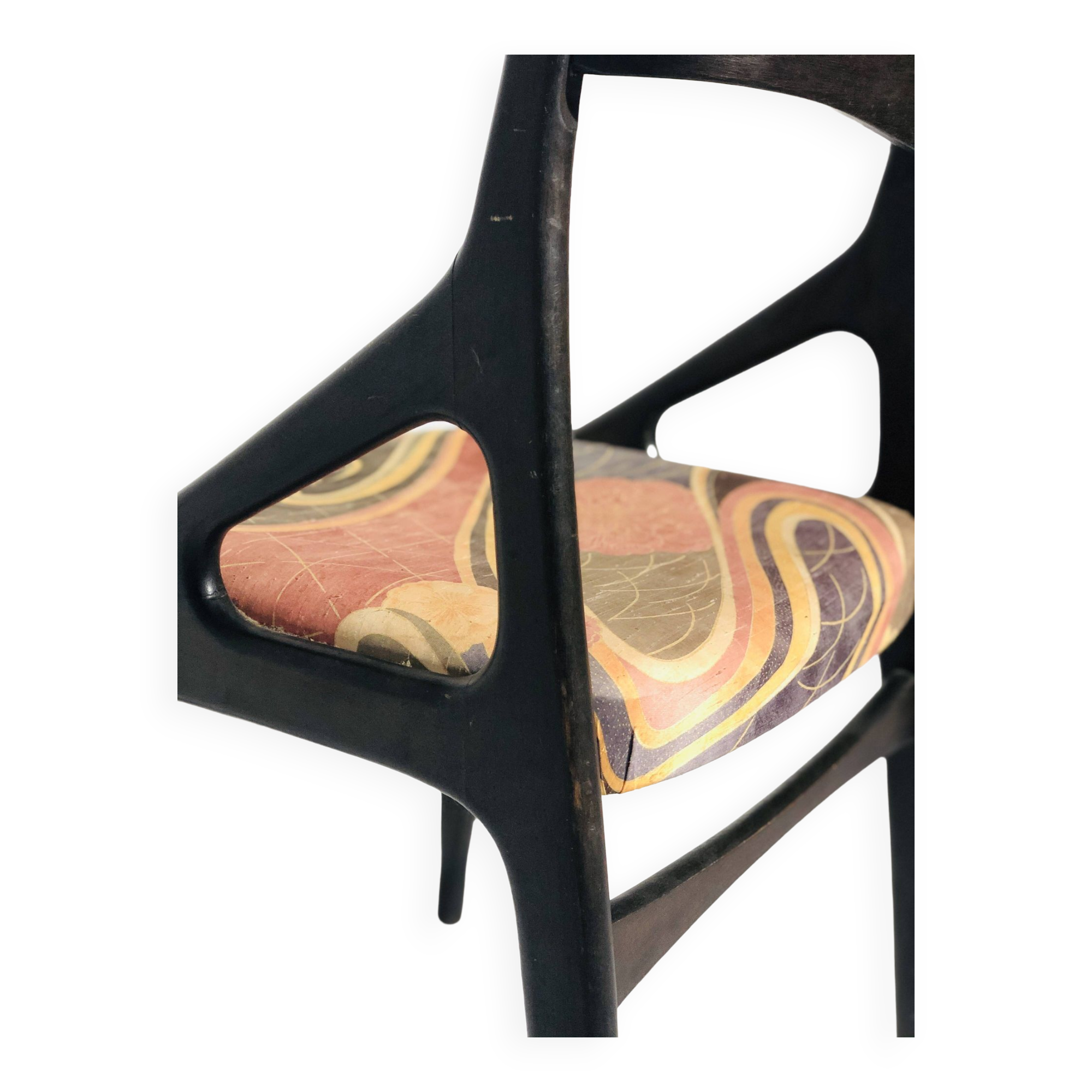 Set of 4 Baumann chairs in 1980 fabric with black wooden base