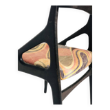Set of 4 Baumann chairs in 1980 fabric with black wooden base