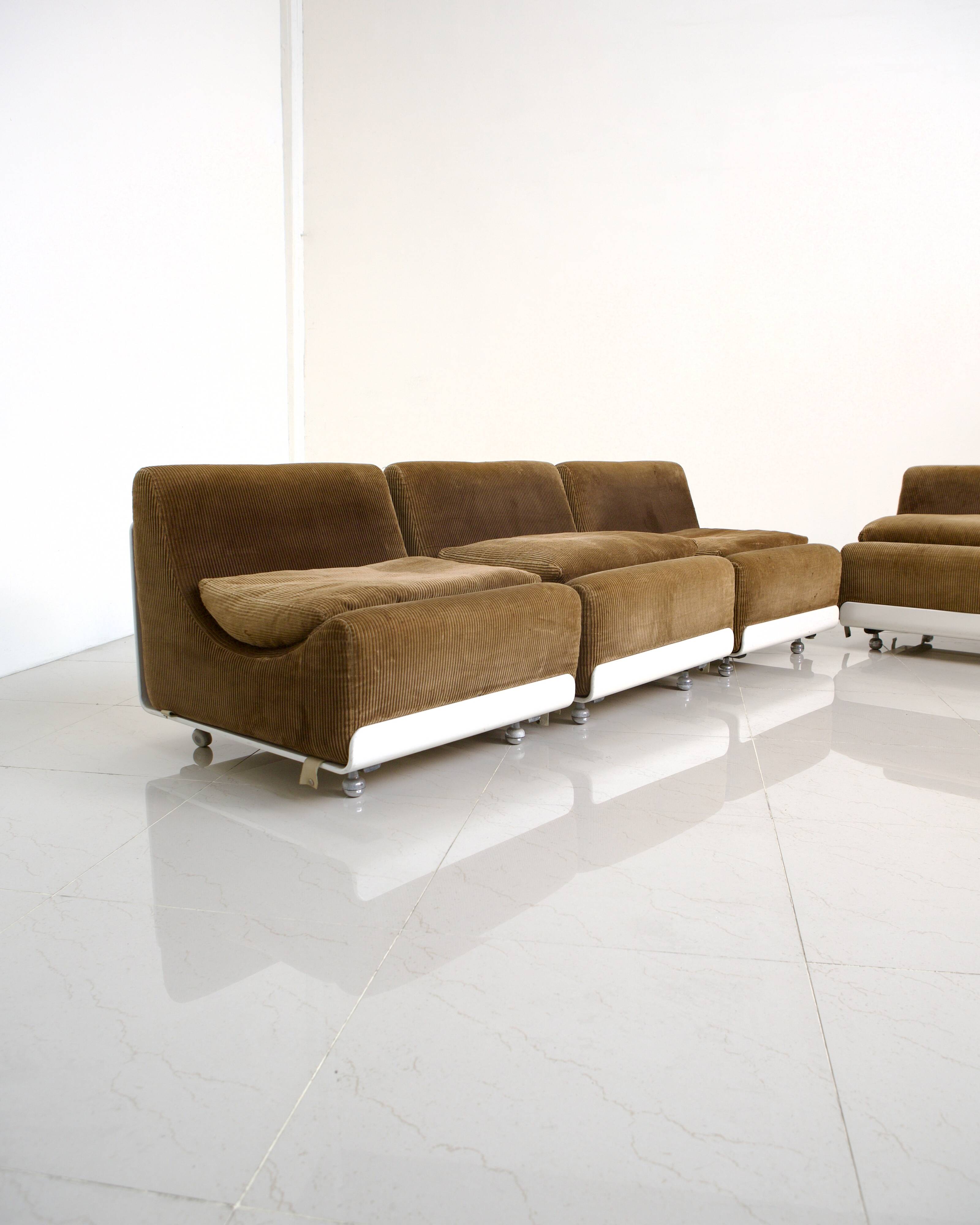 Set of 4 "Orbis" velvet armchairs by Luigi Colani for Colani