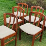 Set of 6 chairs in solid teak Roche Bobois. 1960/1970