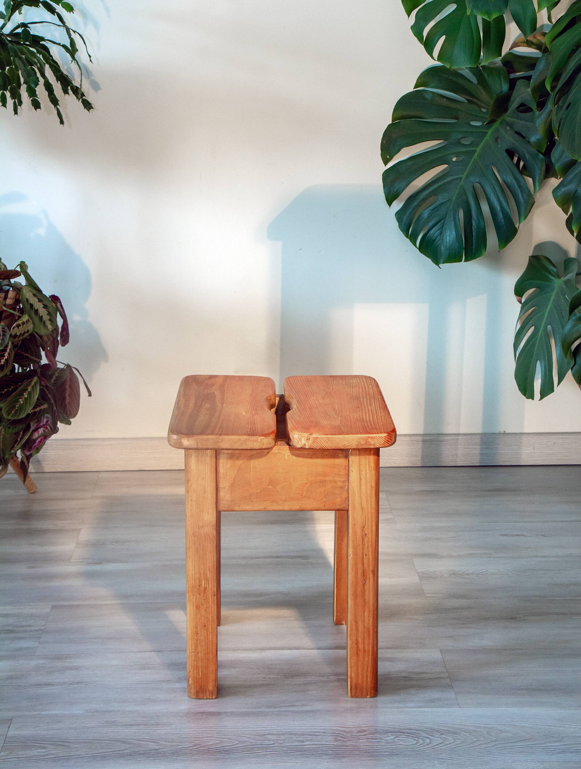 1970s chalet stool, solid pine