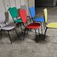 6 coloured vintage chairs