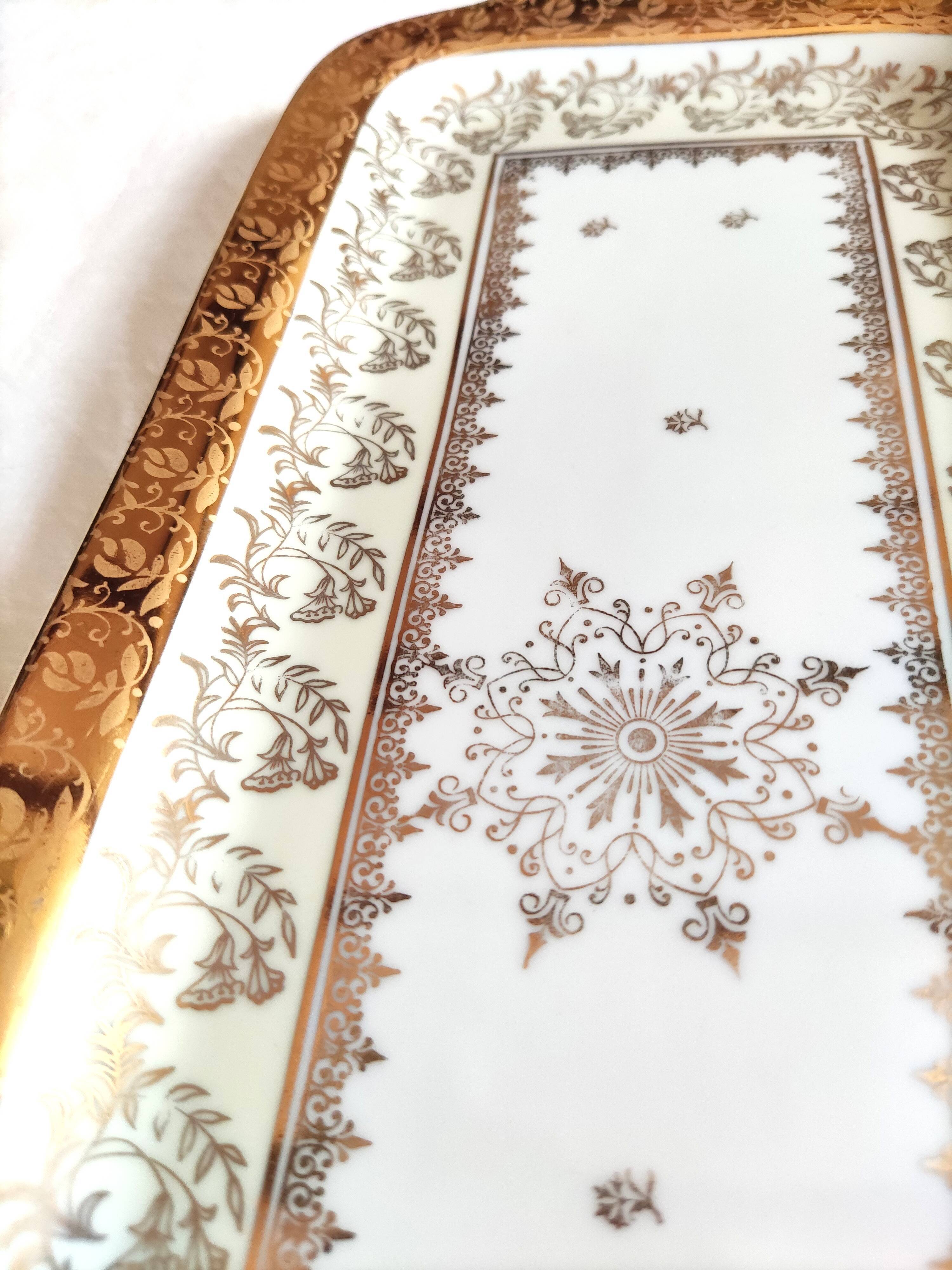 Rectangular porcelain cake dish B and C / Limoges