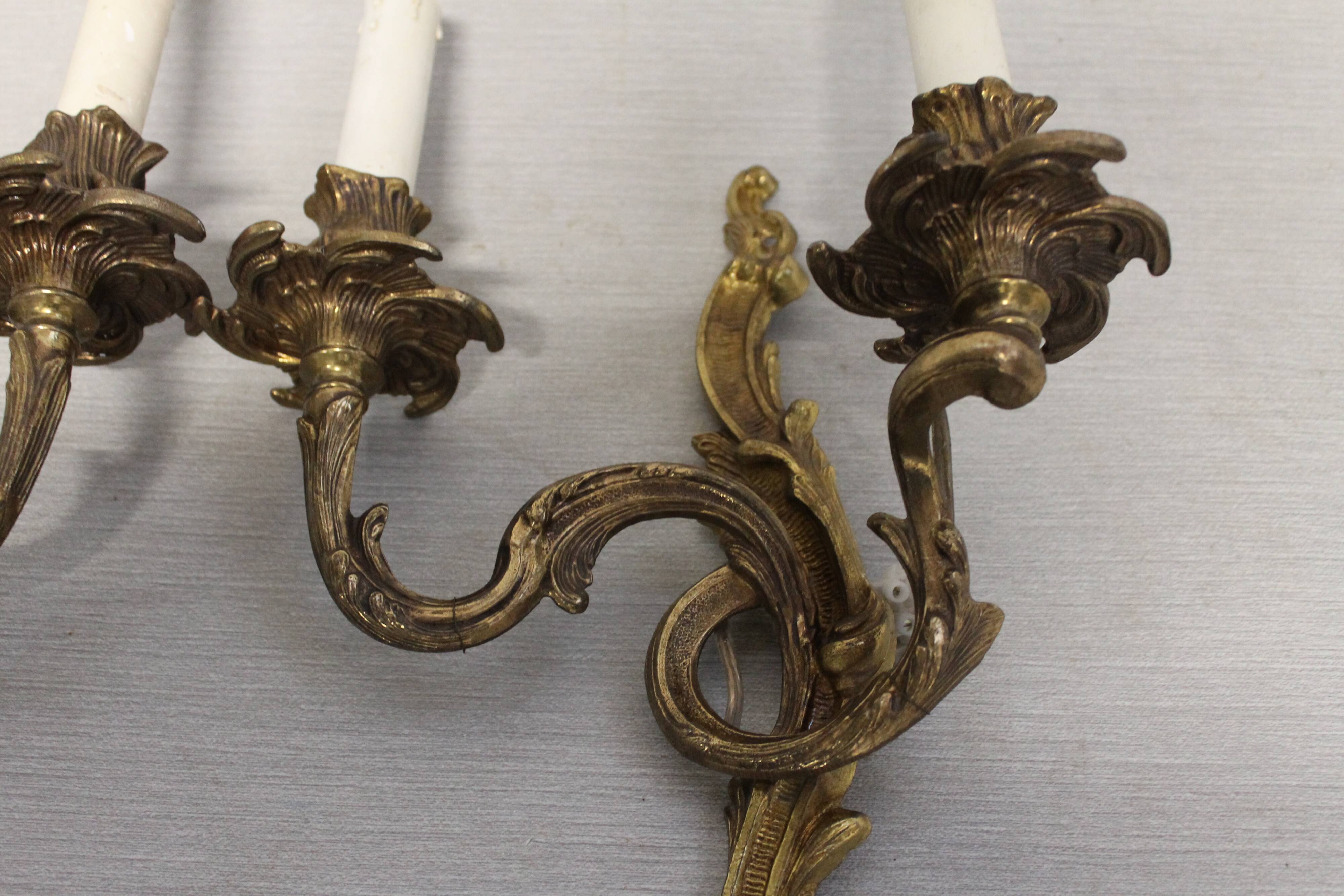 Pair of Louis XV style gilded bronze appliques