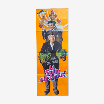 Affiche cinéma originale "La soupe aux choux" Louis de Funes 60x160cm 1981