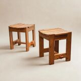 Set brutalist Swedish solid pine stools