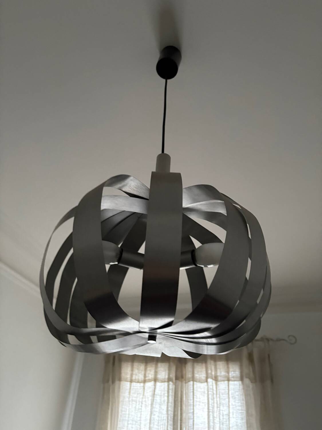 Space Age brushed metal ball chandelier