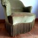 Art Deco green velvet toadstool armchair