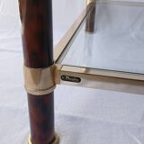 70s glass and brass coffee table