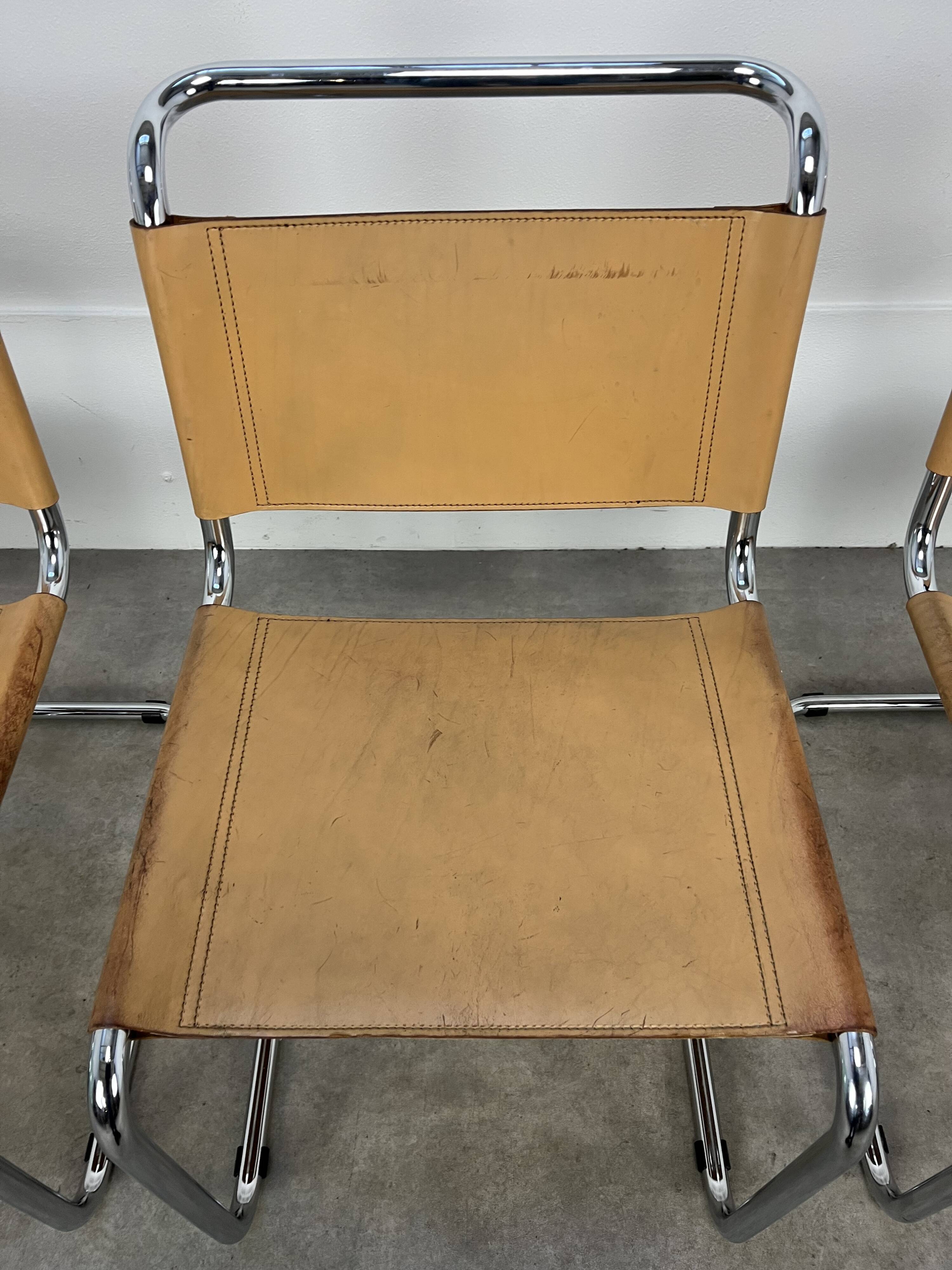 3 B33 Marcel Breuer chairs, 1980, leather