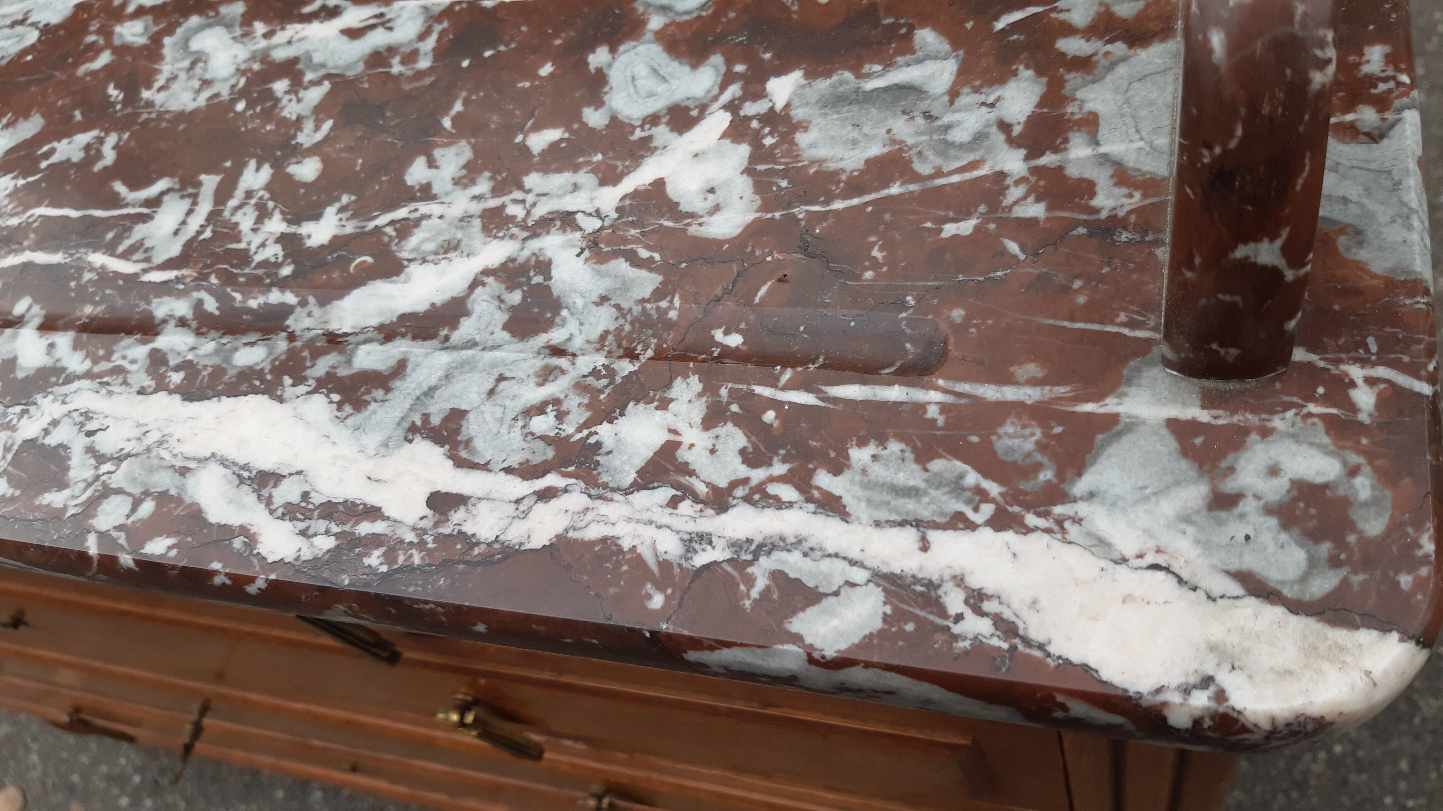 Oak and marble dressing table chest of drawers