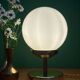 Vintage globe table lamp in white opaline.