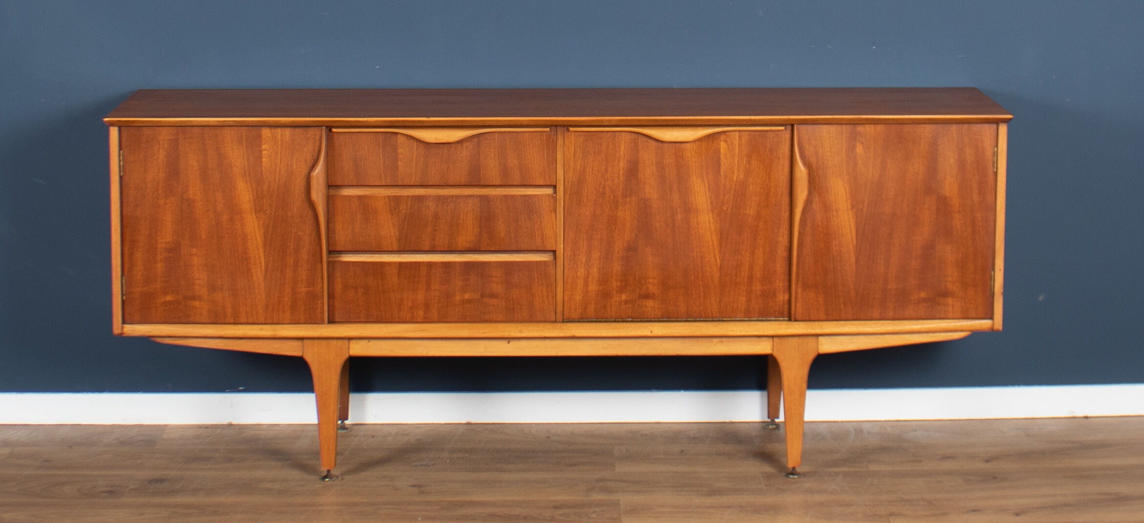 Retro teak 1960s jentique mid century sideboard with folded handles