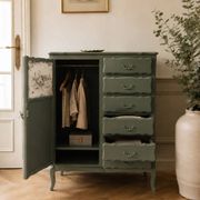 Armoire ancienne Green Smoke – Toile de Jouy .