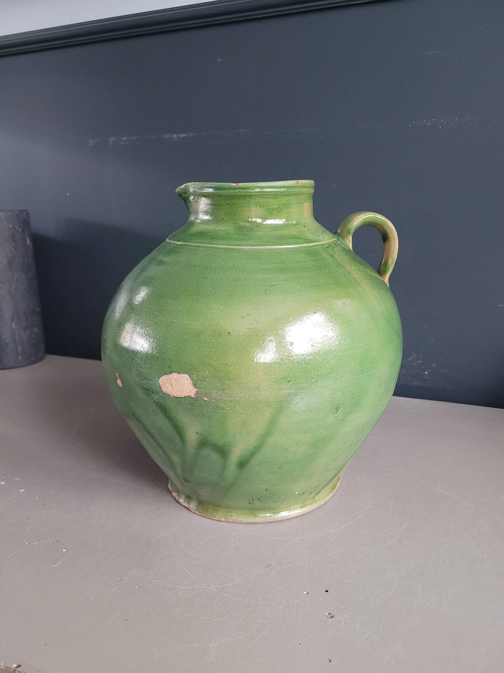 Green glazed terracotta jar