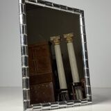 Large faux bamboo mirror chrome