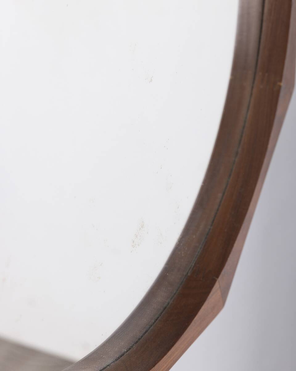 Vintage 1970s wall mirror in wood and rope, Italian design