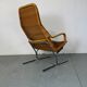 Chaise longue moderniste en acier et rotin du milieu du siècle par Dirk van Sliedregt