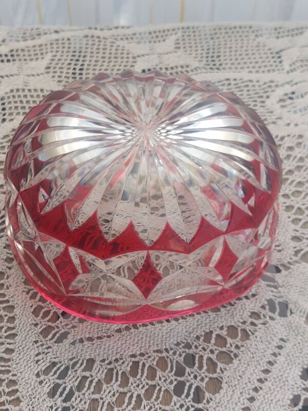 Coupe Val Saint Lambert – Cristal doublé rouge – Signée