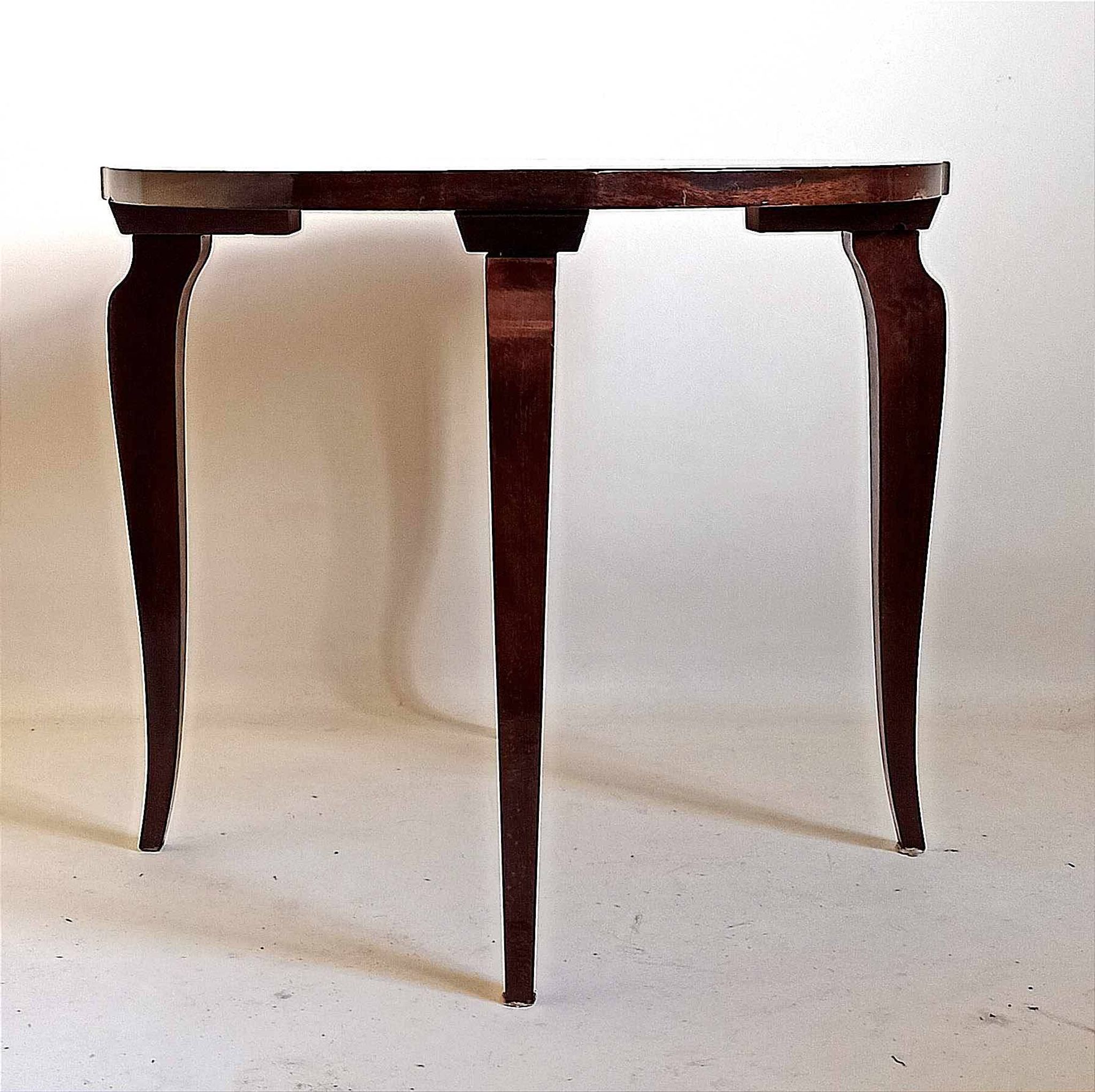 Guéridon Art Déco plaquage acajou Diamètre 60,4 cm