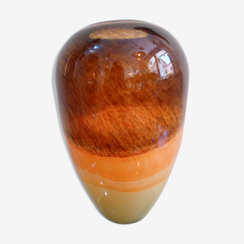 Glass vase blown Italy 70s