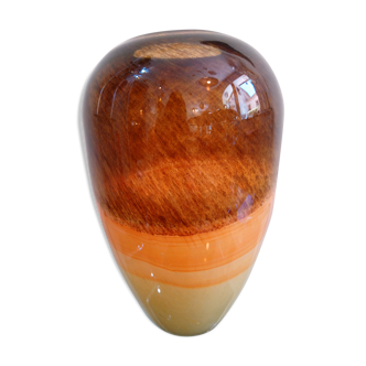 Glass vase blown Italy 70s