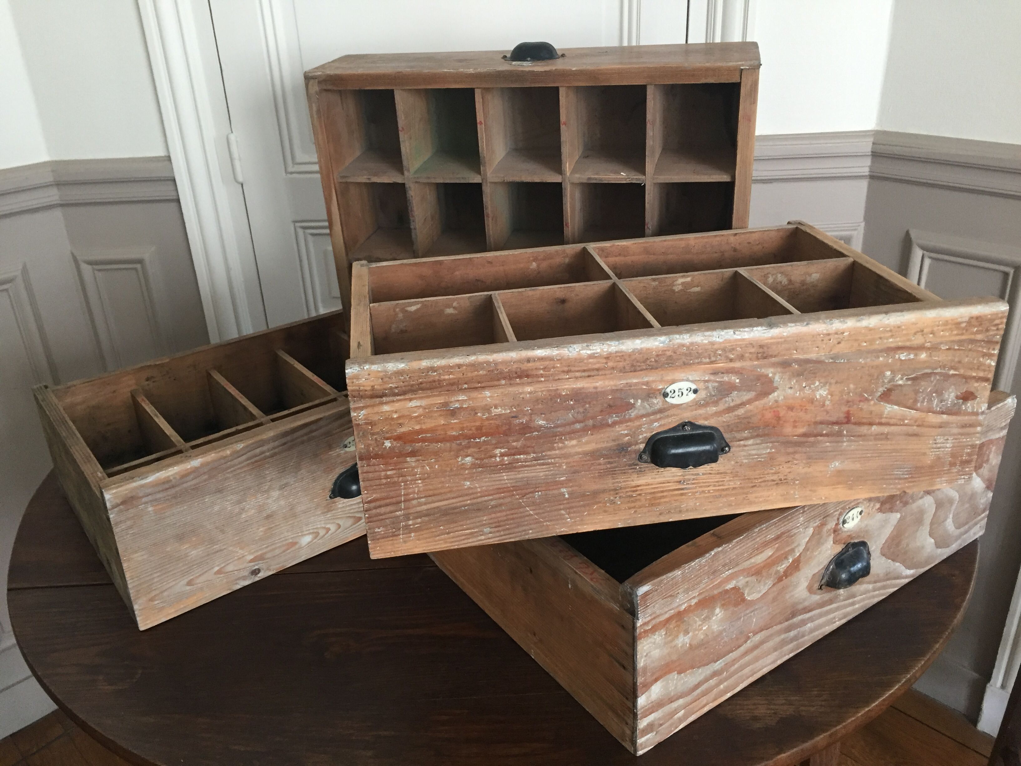Drawer of an old craft cabinet