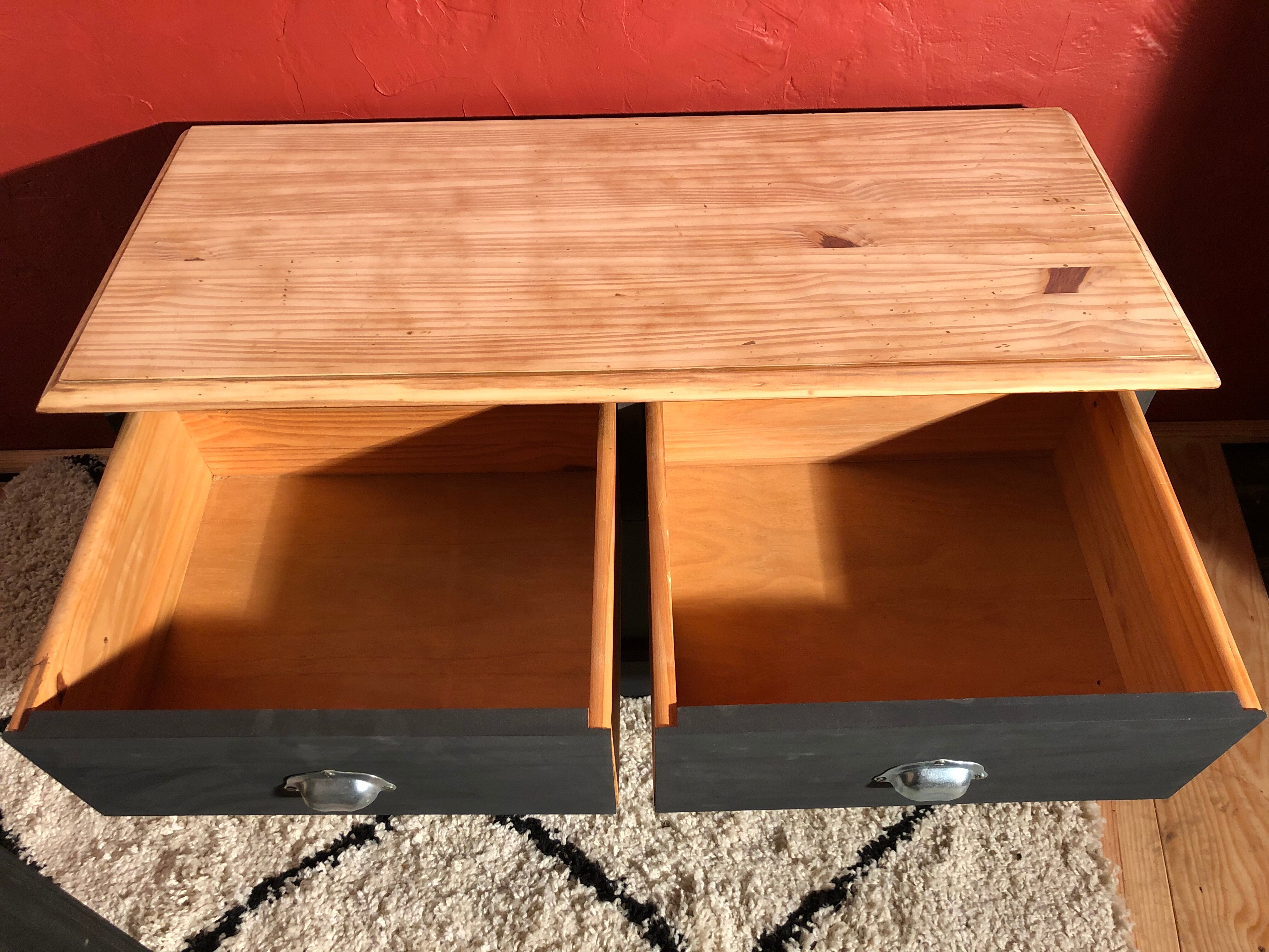 Professional style furniture, matt black raw wood chest of drawers