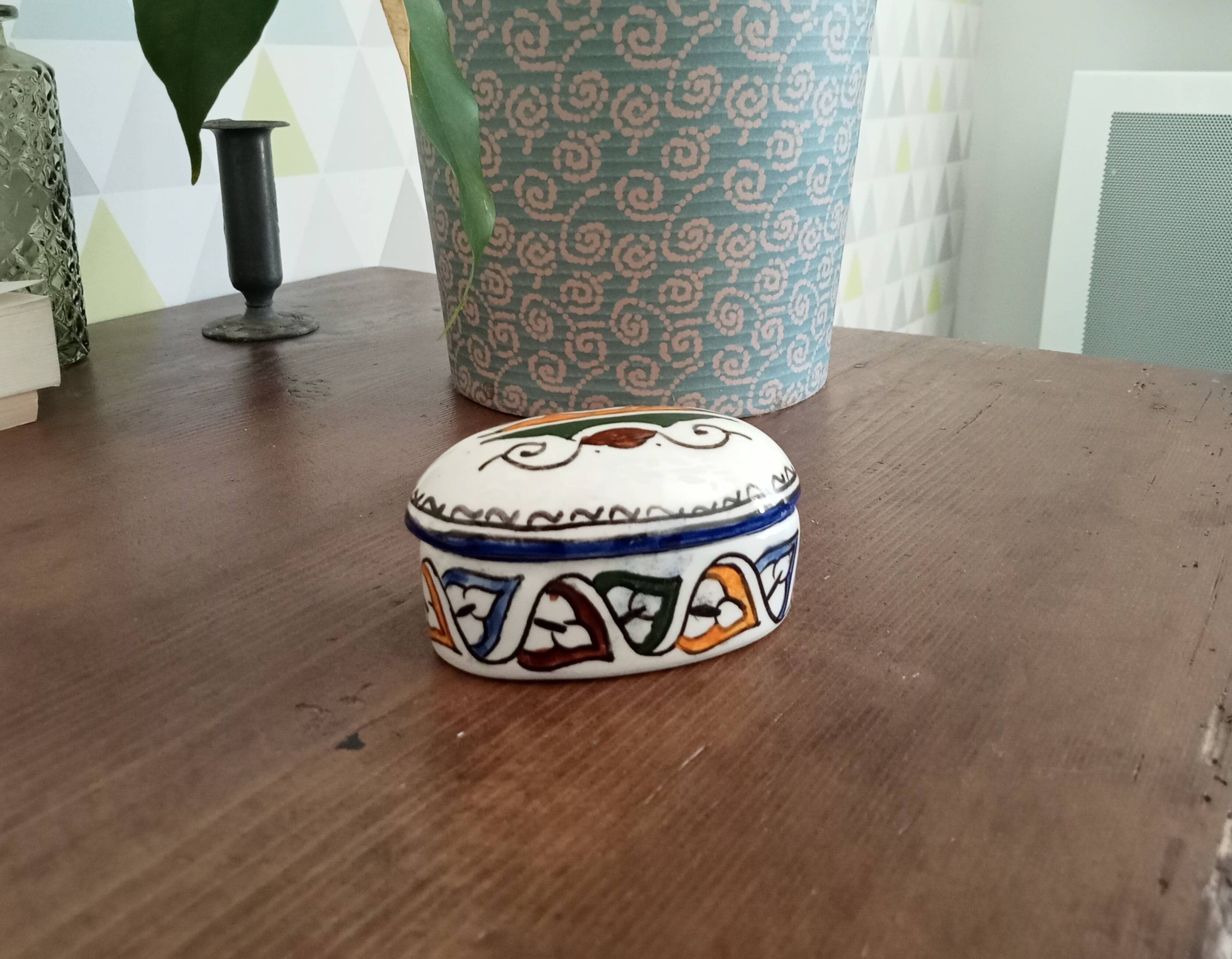 Vintage Moroccan porcelain candy box
