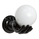 Main wall lamp in black ceramic 1960 original opaline globe