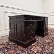 Classic English Desk Green Leather Inlay
