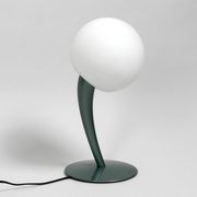 Large extraordinary 80s metal table lamp and opal glass shade