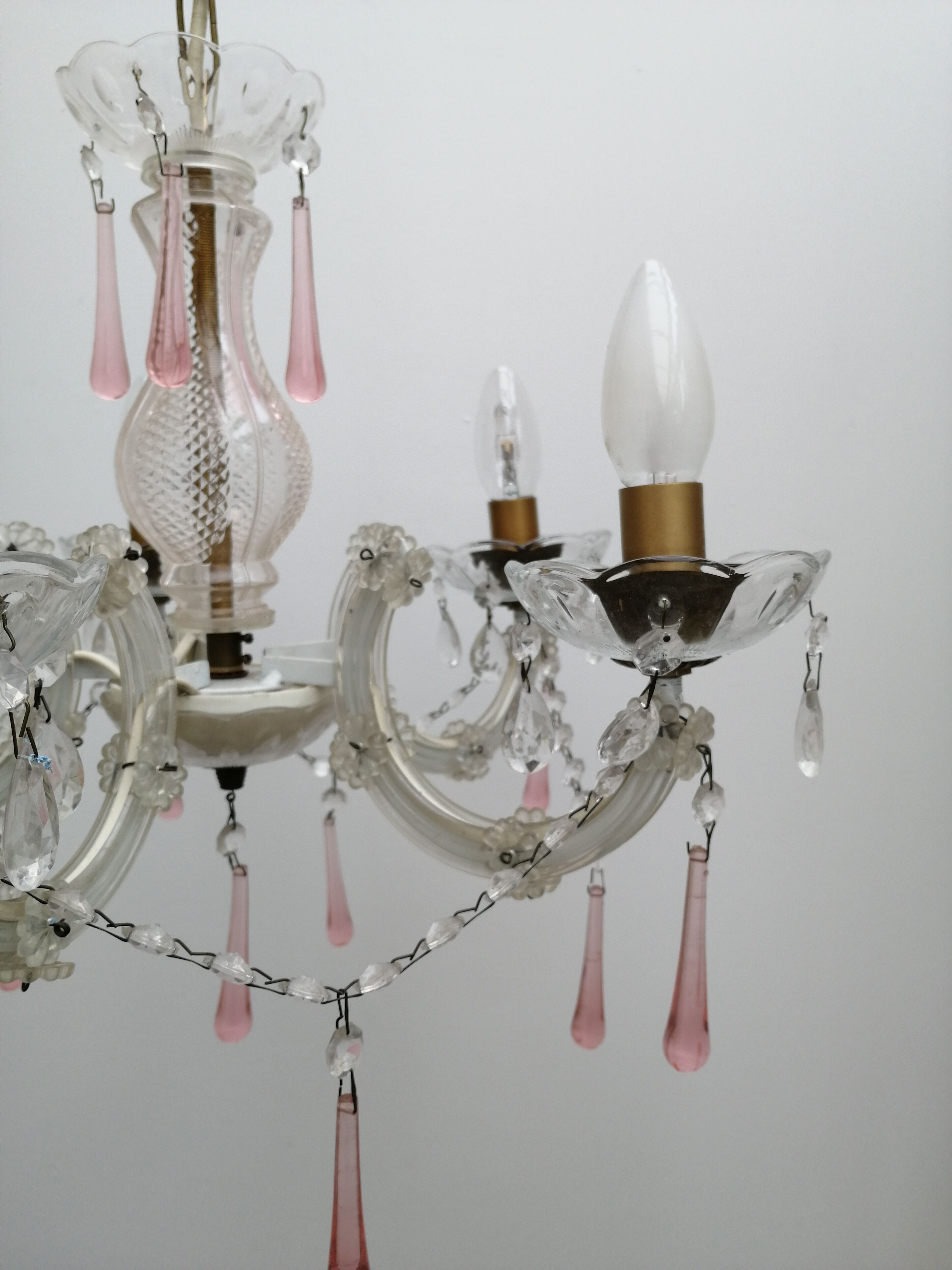 Pink stamps chandelier