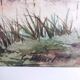 Watercolor signed Thinel, landscape, Marais Poitevin