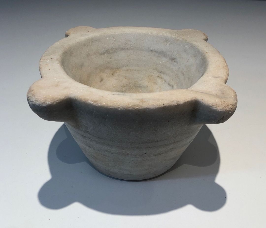 White Marble Mortar with Fluting, 18th Century