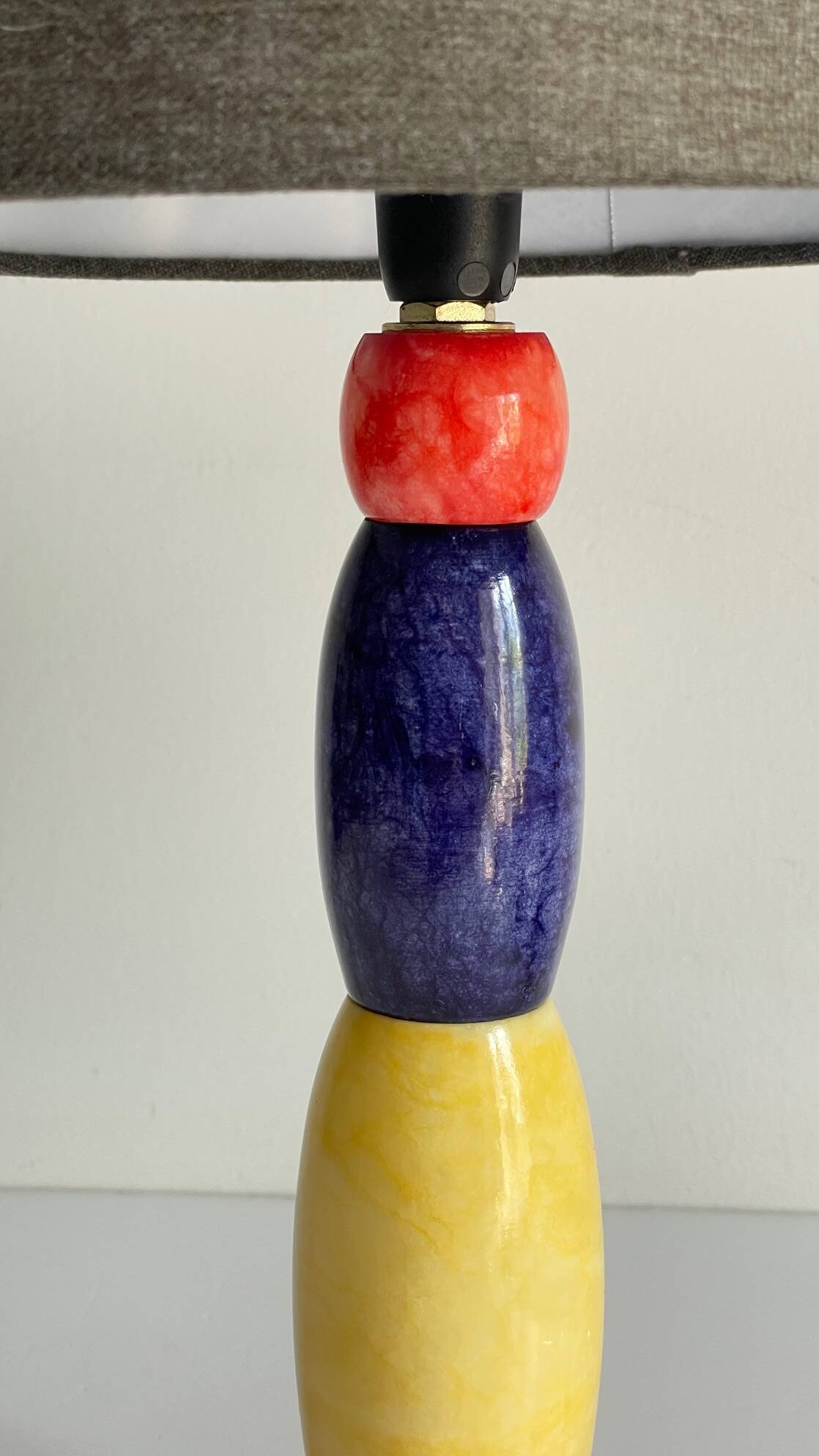 ALABASTER STONE LAMP Blue, Yellow and Red 80s