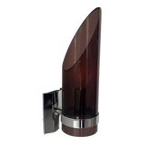 Vintage chrome and smoked altuglas wall light, France 1970s